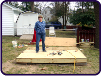 Tina and Mom on shed platform